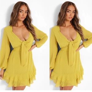 Boohoo | Chiffon Tie Detail Skater Dress